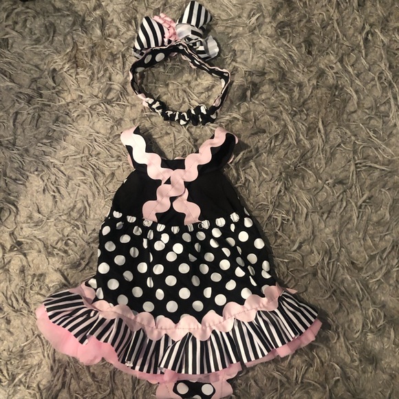 Mud Pie baby outfit and bow - Picture 2 of 3